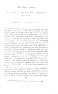 El criollismo de Carlos Rozas  [artículo] Luis Merino Reyes.