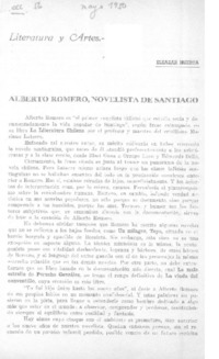 Alberto Romero, novelista de Santiago  [artículo] Eleazar Huerta.