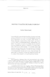 Rostro y rastro de Pablo Neruda  [artículo] Enrico Mario Santí.
