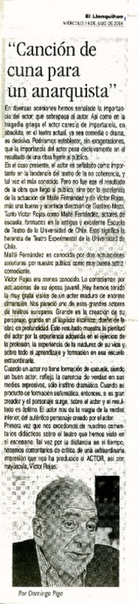 "Canción de cuna para un anarquista"  [artículo] Dmingo Piga T.