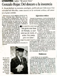 Gonzalo Rojas : Del descaro a la inocencia  [artículo]