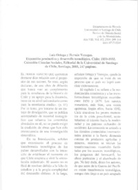 Expansión productiva y desarrollo tecnológico. Chile: 1850-1932.  [artículo] Jorge Pinto Rodríguez.