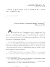 Libros y papeles de la mesa de José Ma Desantes  [artículo] Loreto Corredoira Desantes.