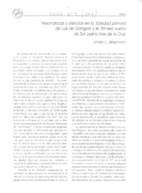 Resonancias y silencios en la soeldad primera  [artículo] Emilie L. Bergmann.