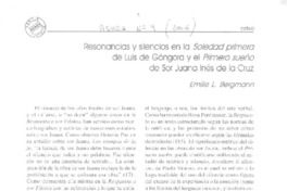 Resonancias y silencios en la soeldad primera  [artículo] Emilie L. Bergmann.