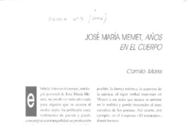 José María Memet, años en el cuerpo  [artículo] Camilo Marks.