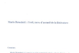Mario Benedetti: l'exil, terre d'accueil de la litterature  [artículo] Teresa Orecchia Havas.