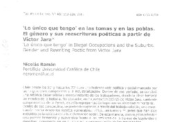 "Lo único que tengo" en las tomas y en las poblas  [artículo] Nicolás Román.