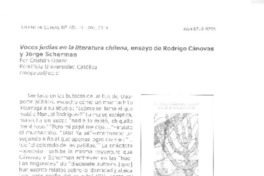 Voces judías en la literatura chilena  [artículo] Cristián Opazo.