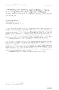 La transcripción del King Lear de Nicanor Parra  [artículo] Catherine Boyle.