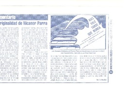 La originalidad de Nicanor Parra  [artículo] Walter Hoefler.