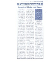 Poetas de la 4 región: Julio Piñones  [artículo] Walter Hoefler.