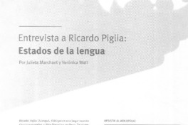 Estados de la lengua (entrevista)  [artículo] Julieta Marchant y Verónica Watt.