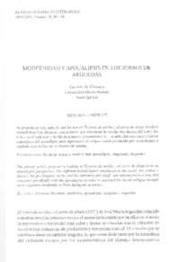 Modernidad y apocalipsis en Los zorros de Arguedas  [artículo] Lucero de Vivanco.