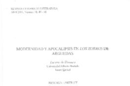 Modernidad y apocalipsis en Los zorros de Arguedas  [artículo] Lucero de Vivanco.