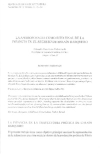 La antropofagia como rito final de la infancia en El Regreso de Efraín Barquero  [artículo] Claudio Guerrero Valenzuela.