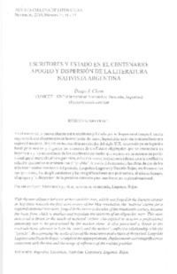 Escritores y Estado en el centenario  [artículo] Diego J. Chein.