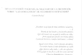 De la analogía sagrada al silencio de la decepción sobre "Las hortensias" de Felisberto Hernández  [artículo] Gabriela Rudas.