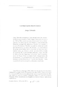 Comienzos franceses  [artículo] Jorge Edwards.