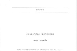 Comienzos franceses  [artículo] Jorge Edwards.