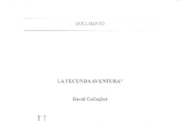 La fecunda aventura  [artículo] David Gallagher.