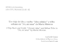 Un viaje de ida y vuelta  [artículo] Lucía de Leone.