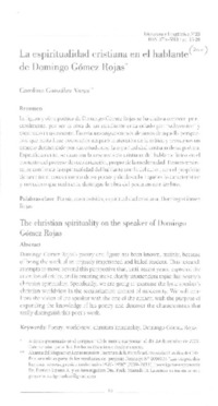 La espiritualidad cristiana en el hablante de Domingo Gómez Rojas  [artículo] Carolina González Varas.