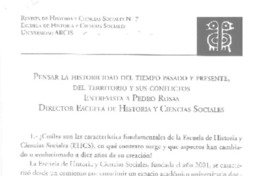Pensar la historicidad del tiempo pasado y presente, del territorio y sus conflictos (entrevista)  [artículo].