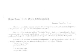 Renzo Rosso Heydel (Poeta de la intimidad)  [artículo] Eduardo Baquedano Acuña.