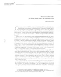 Memoria de Macondo en Martes tristes (1983) de Francisco Rivas  [artículo] Emiliano Coello.