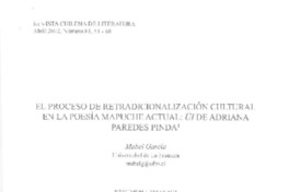 El proceso de retradicionalización cultural en la poesía mapuche actual  [artículo] Mabel García.
