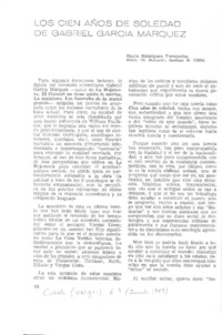 Los cien años de soledad de Gabriel García Márquez  [artículo] Mario Rodríguez Fernández.