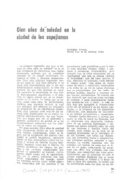 Cien años de soledad en la ciudad de los espejismos  [artículo] Reinaldo Arenas.
