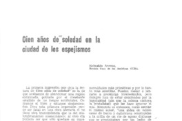 Cien años de soledad en la ciudad de los espejismos  [artículo] Reinaldo Arenas.