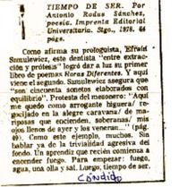 Tiempo de ser  [artículo] Cándido.