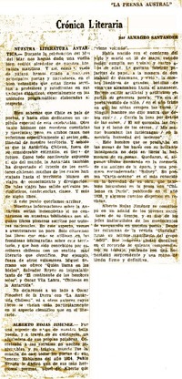 Nuestra literatura antártica  [artículo] Almagro Santander.