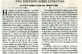 Una discusión sobre literatura  [artículo] Guillermo Cortés Lutz.