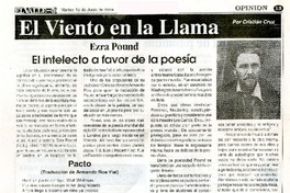 El intelecto a favor de la poesía  [artículo] Cristian Cruz.