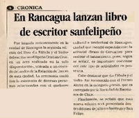 En Rancagua lanzan libro de escritor sanfelipeño.  [artículo]