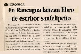 En Rancagua lanzan libro de escritor sanfelipeño.  [artículo]