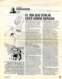 El día que Stalin cayó sobre Neruda  [artículo] José Rodríguez Elizondo.