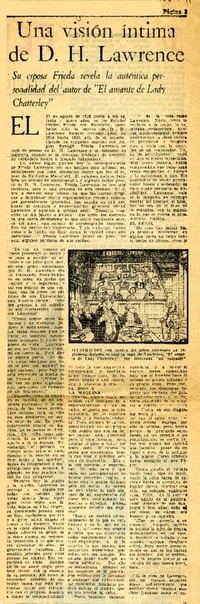 Una Visión intima de D. H. Lawrence.  [artículo]