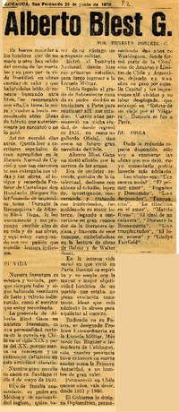 Alberto Blest G.  [artículo] Ernesto Poblete G.