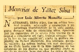 Memorias de Yáñez Silva  [artículo] Luis Alberto Mansilla.