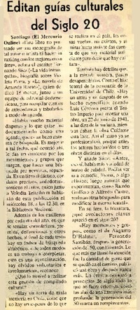 Editan guías culturales del Siglo 20  [artículo]