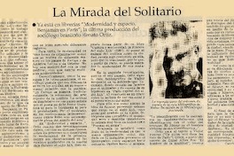 La Mirada del solitario  [artículo] Carolina Andonie Dracos.