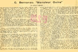 G. Bernanos: "Monsieur Ouine"  [artículo] Ignacio Valente.