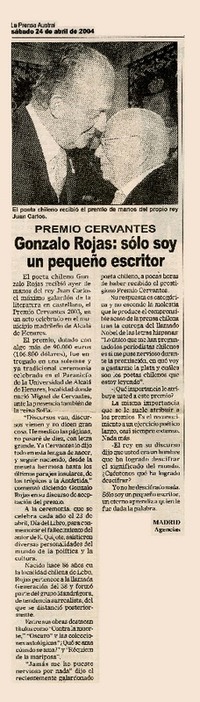 Gonzalo Rojas, sólo soy un pequeño escritor.  [artículo]