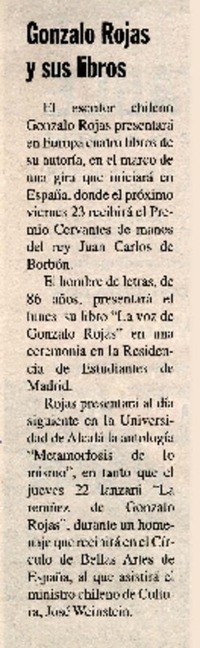 Gonzalo Rojas y sus libros.  [artículo]