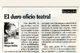 El duro oficio teatro  [artículo] Gerardo Claps Gallo.